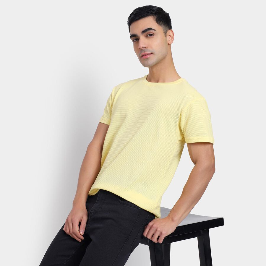 Men's Round Neck Half Sleeves T-Shirt , Yellow, large image number null